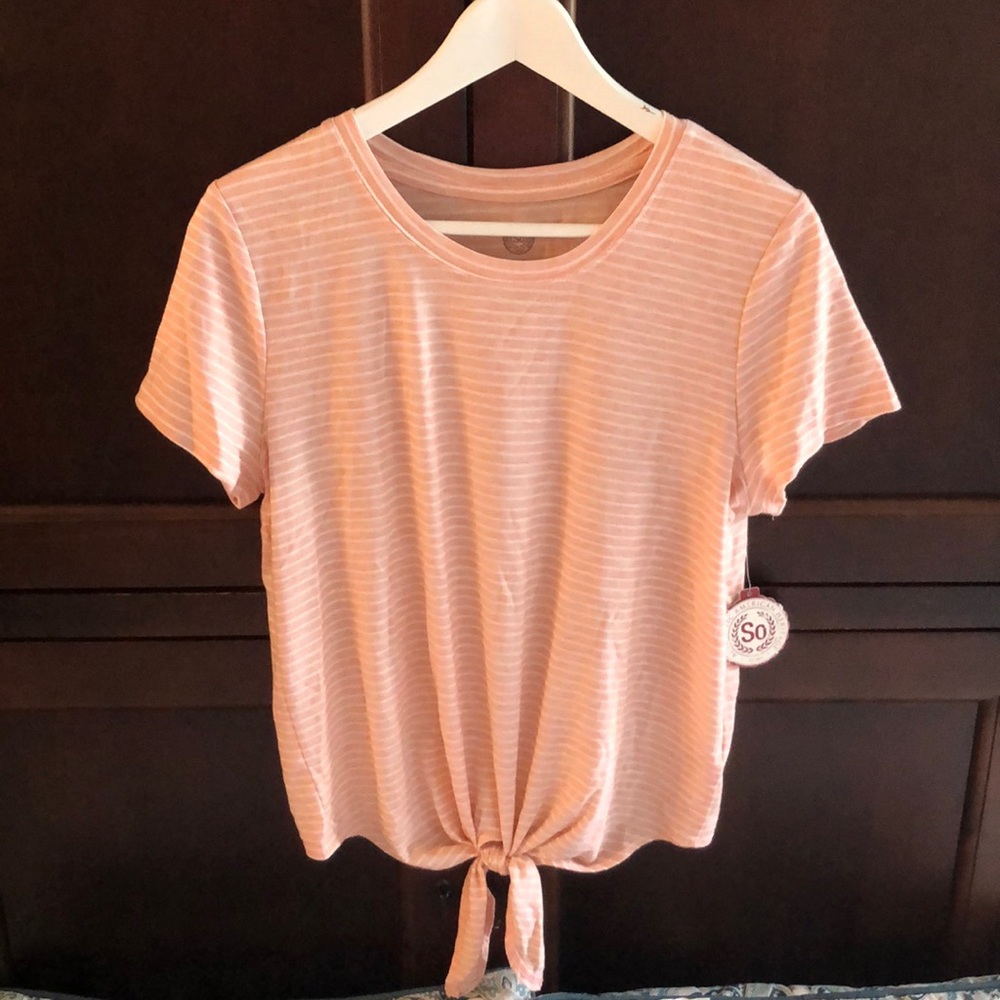 SO Tie-Front Pink Striped Tee
